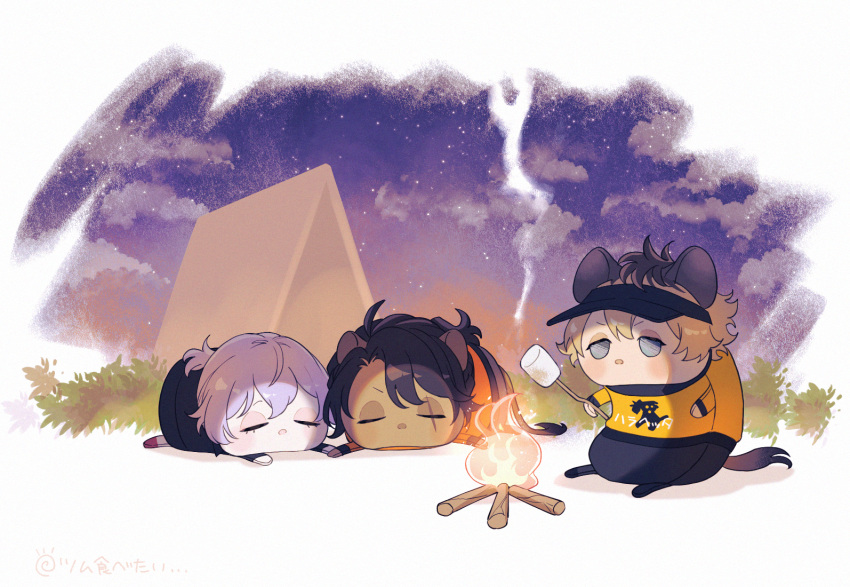 campfire, camping, commentary_request, con_potata, epel_felmier, leona_kingscholar, night, no_humans