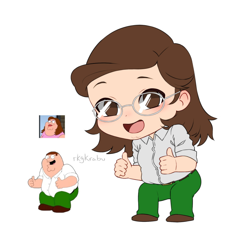 1girl, artist_name, belt, brown_belt, brown_eyes, brown_hair, chibi, chibi_only