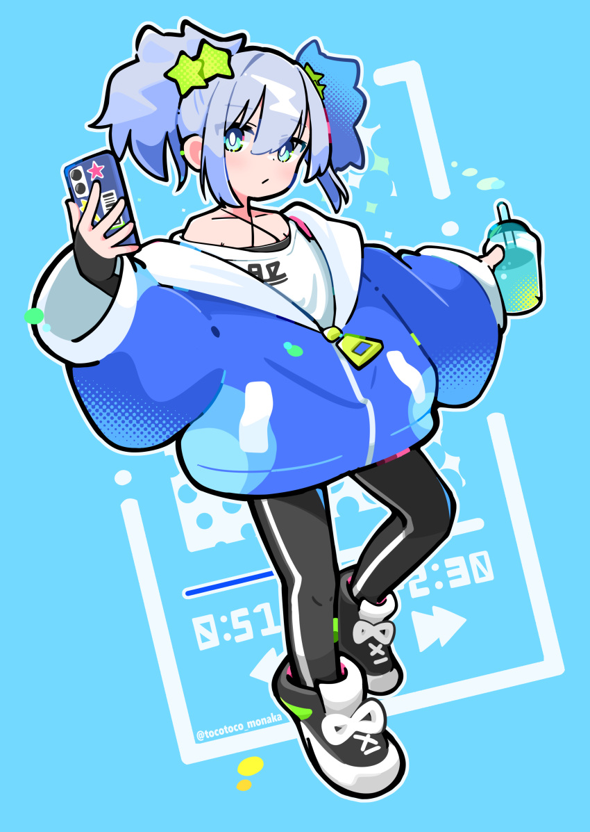 1girl, :/, absurdres, asymmetrical_bangs, big_hair, black_gloves, black_pants, black_shoes