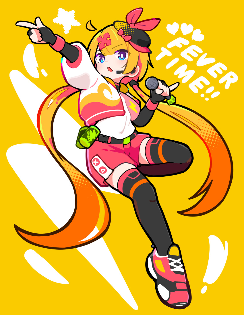 1girl, absurdres, belt, black_thighhighs, blue_eyes, fingerless_gloves, full_body, gloves