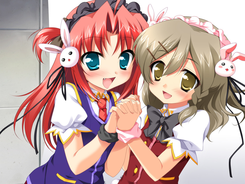 2girls, brown_hair, fang, futaba_channel_3, game_cg, ninoko, red_hair, redhead, tagme