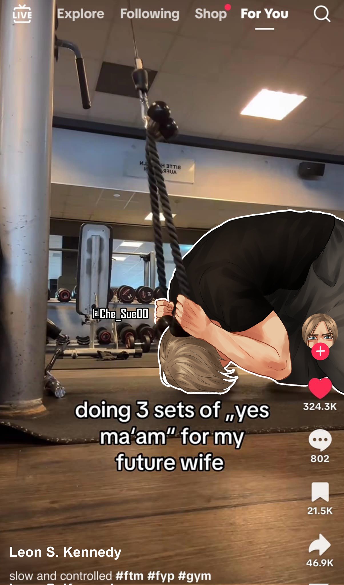 1boy, black_shirt, che_sue00, english_text, fitness_gym, gender_transitioning, head_down, highres