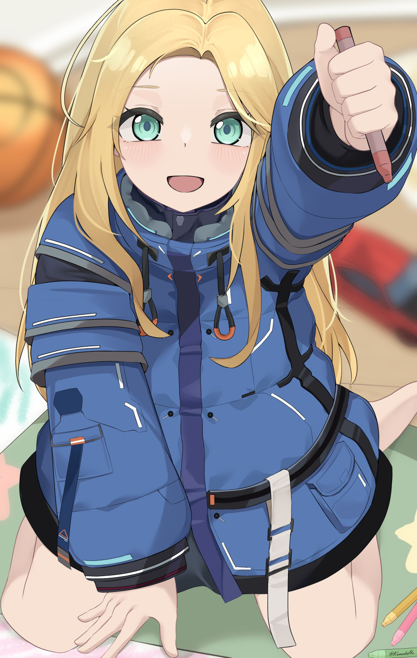 1girl, :d, absurdres, aqua_eyes, arms_up, bare_legs, barefoot, basketball