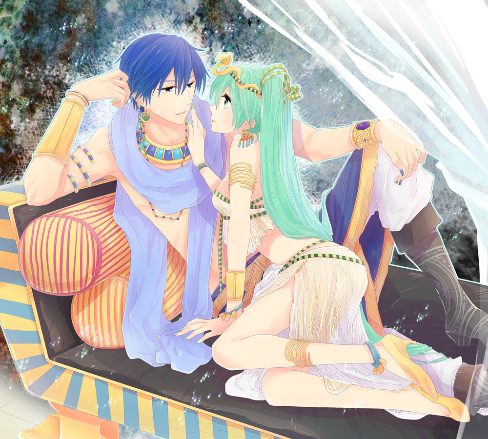 arm_support, bad_id, bare_legs, blue_eyes, blue_hair, boots, bracelet, circlet