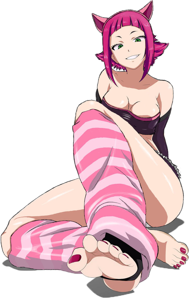 animal_ears, annie_(league_of_legends), breasts, cleavage, derivative_work, feet, han_juri, league_of_legends, photoshop, smile, solo