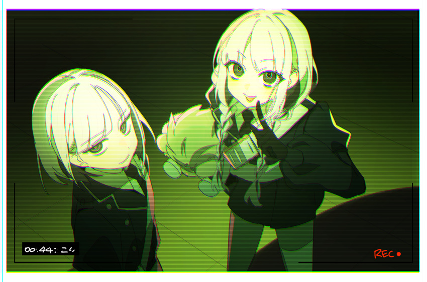 1boy, 1girl, :p, agata720, black_gloves, border, braid, fate/grand_order