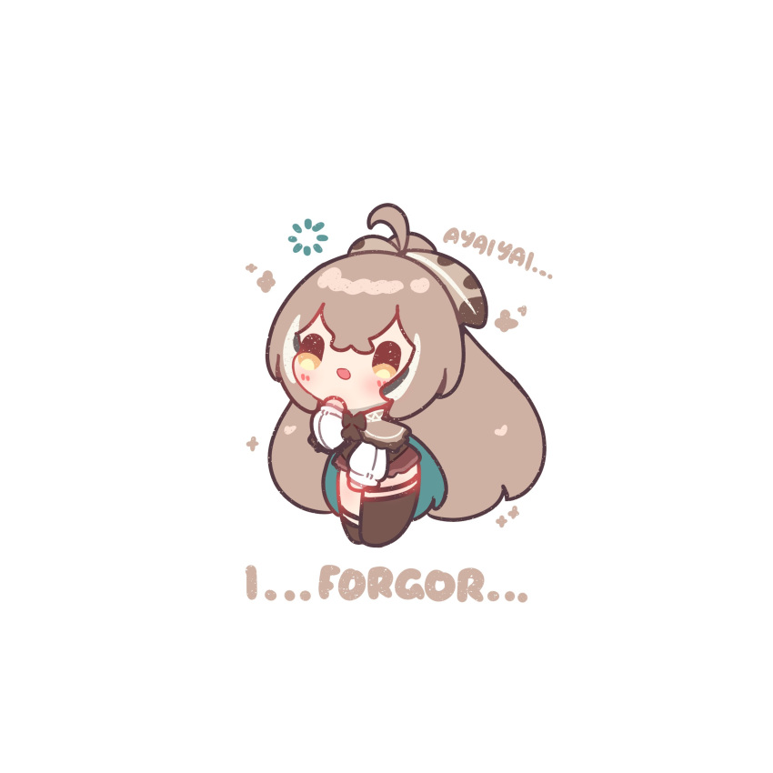 1girl, absurdres, ahoge, blush, brown_hair, chibi, chibi_only, commentary