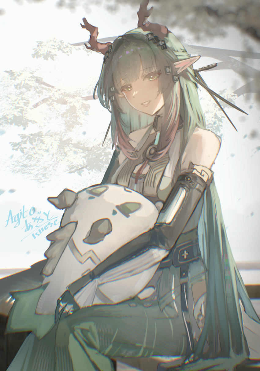 1girl, absurdres, agito_(agitoishere), arknights, arknights:_endfield, bare_shoulders, black_gloves, commentary_request