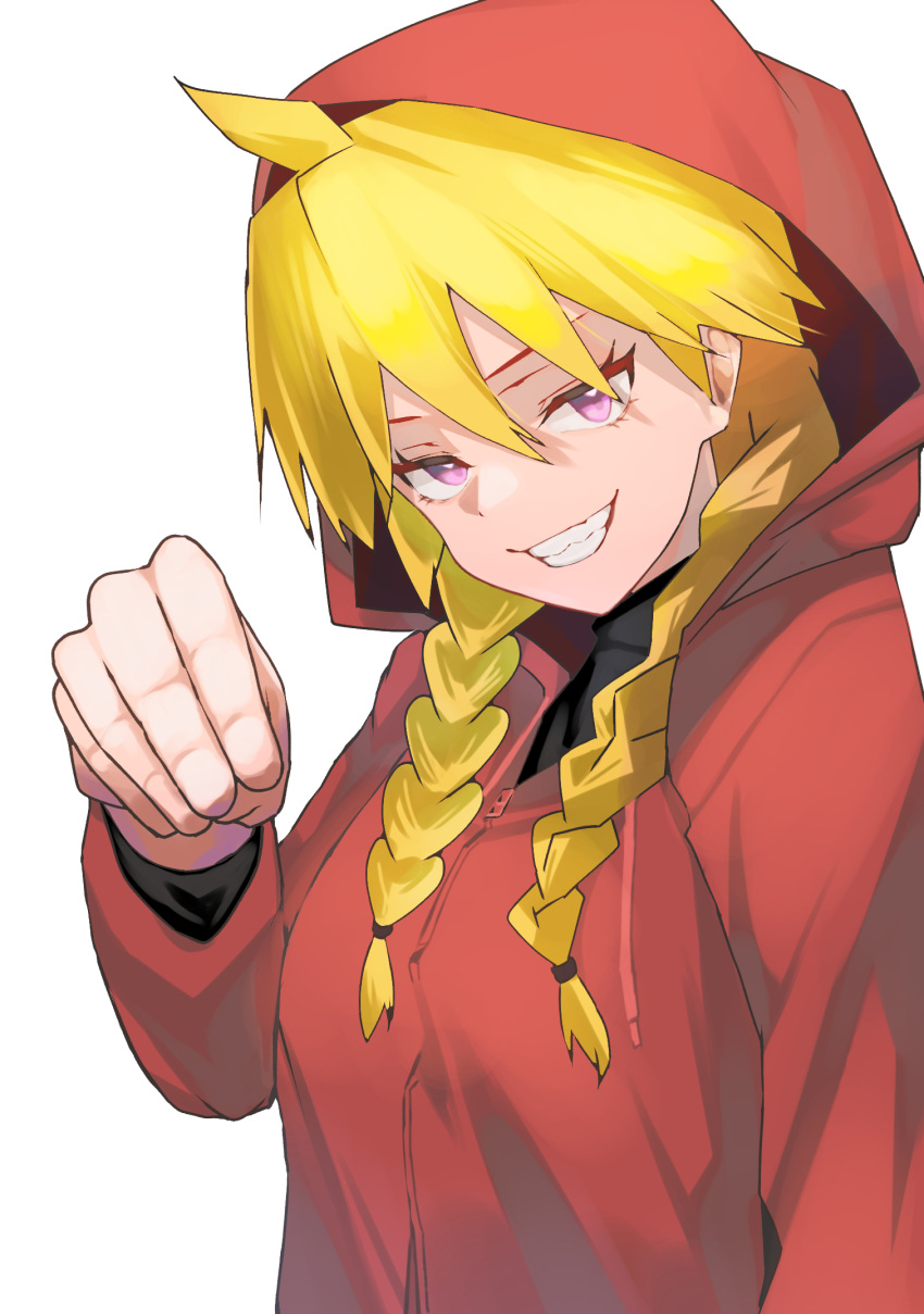 1girl, ahoge, amateru, blonde_hair, braid, breasts, commentary_request, gabu_(yomi_no_tsugai)