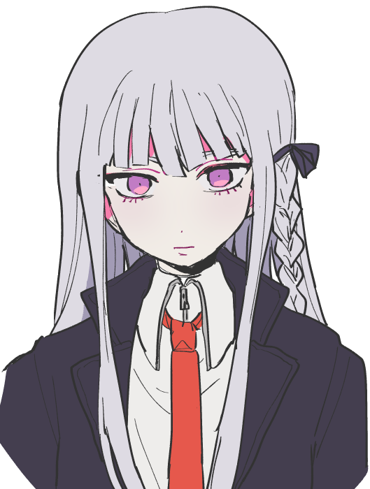 1girl, :|, braid, closed_mouth, commentary_request, danganronpa:_trigger_happy_havoc, danganronpa_(series), expressionless
