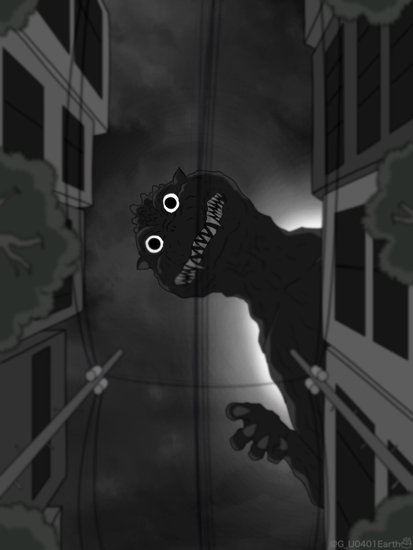 black_sky, city, from_below, g_u0401earth, godzilla, godzilla_(1954_movie), godzilla_(series), highres