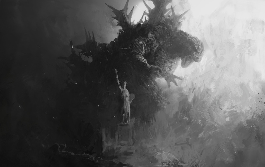 absurdres, back_spikes, claws, english_commentary, godzilla, godzilla_(minus_one), godzilla_minus_zero, highres