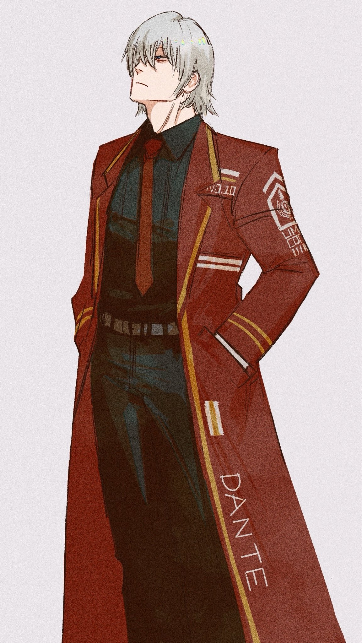 1boy, belt, black_pants, black_shirt, closed_mouth, coat, collared_shirt, cosplay