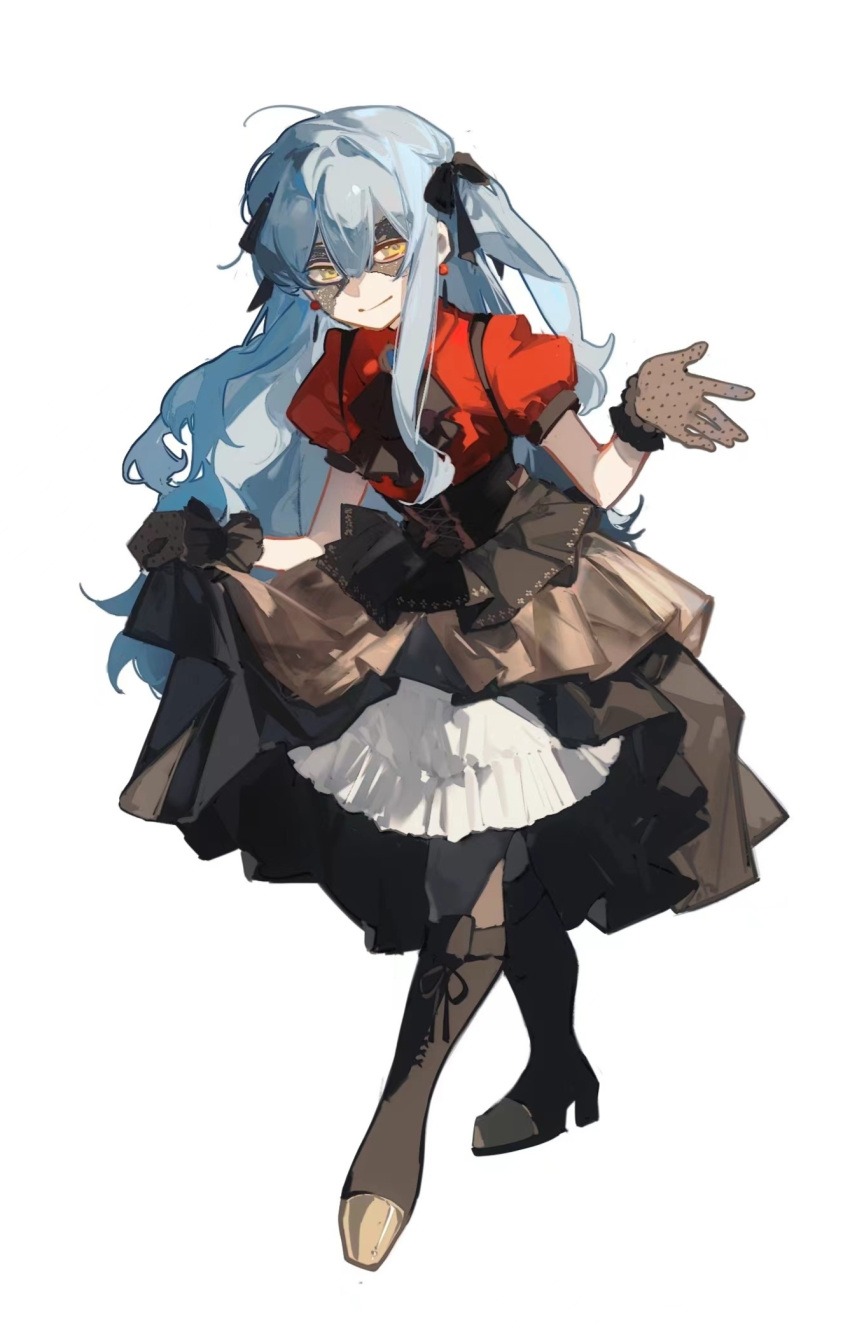 1girl, ascot, bang_dream!, bang_dream!_it's_mygo!!!!!, black_ascot, black_boots, black_corset, black_gloves