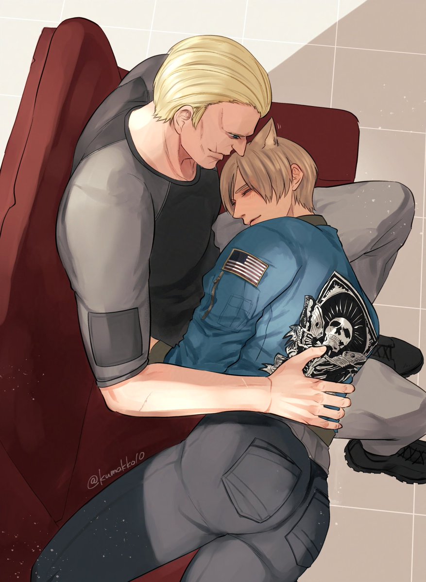 2boys, american_flag, american_flag_print, animal_ears, black_shirt, blonde_hair, cat_boy, cat_ears