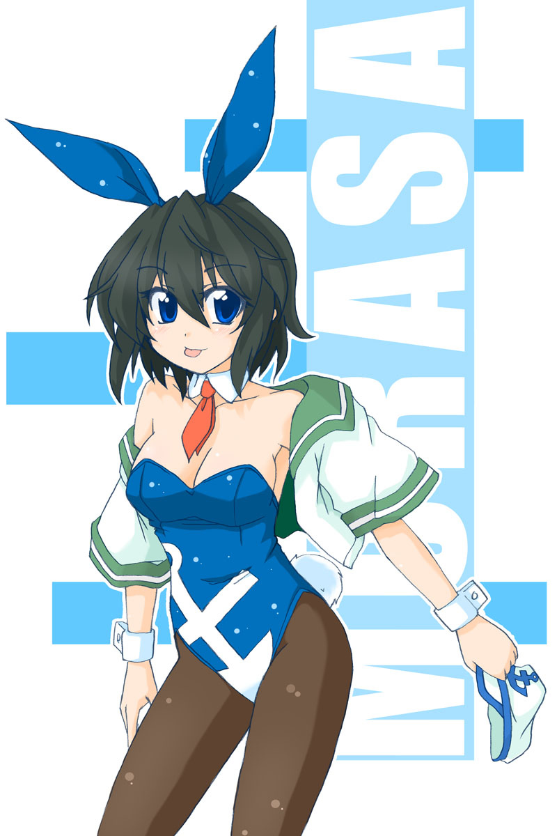 blue_eyes, bunnysuit, detached_collar, eku, hat, highres, murasa_minamitsu, necktie