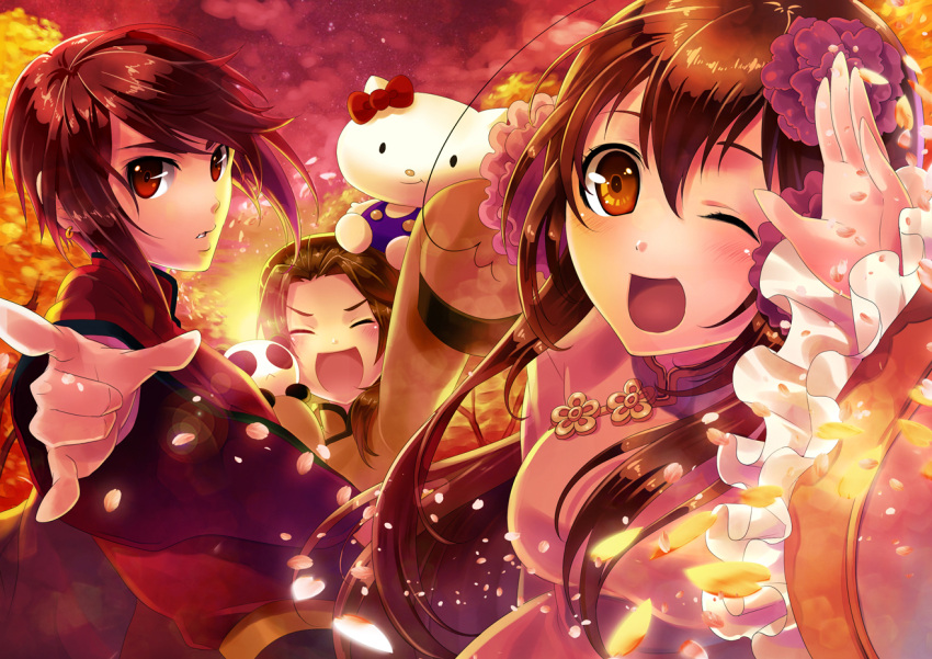 >_<, axis_powers_hetalia, breasts, brown_eyes, brown_hair, china_(hetalia), china_dress, chinese_clothes