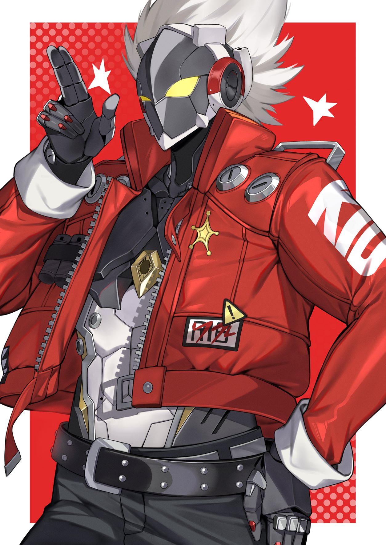 1boy, belt, billy_kid, black_belt, black_pants, clothed_robot, commentary_request, cowboy_shot