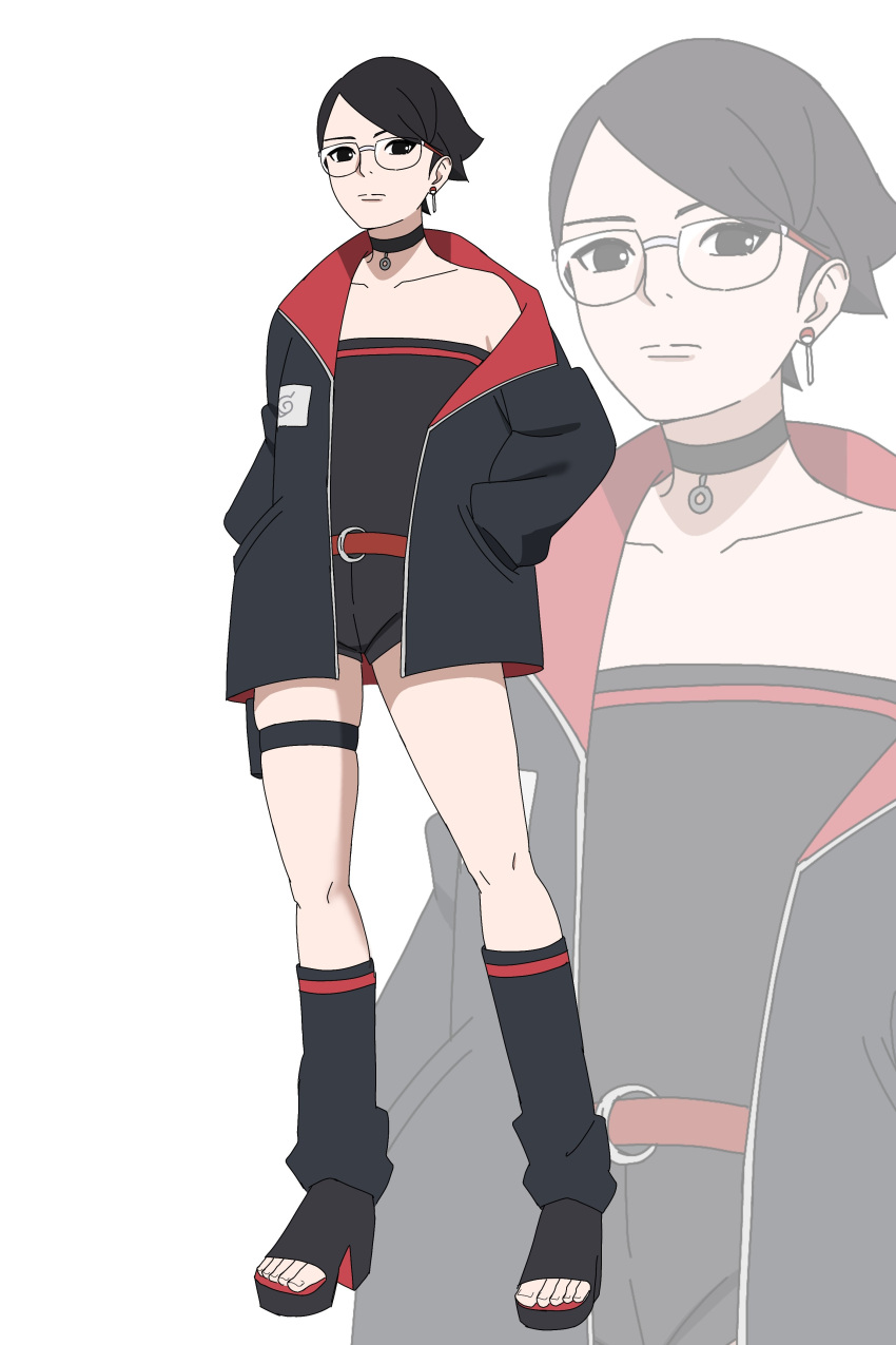 1girl, absurdres, anime_coloring, belt, black_eyes, black_hair, black_jacket, black_romper