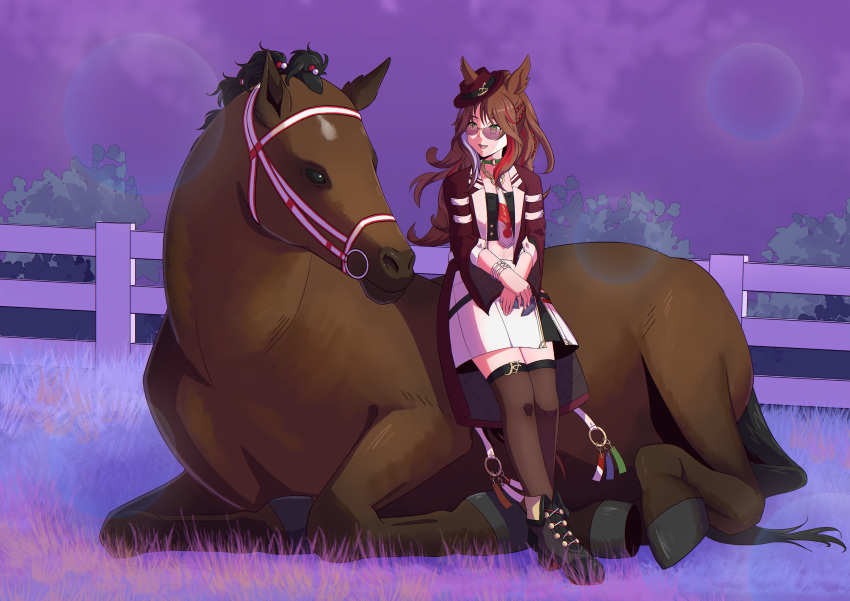 1girl, absurdres, animal_ears, animal_focus, black_boots, black_thighhighs, boots, bridle