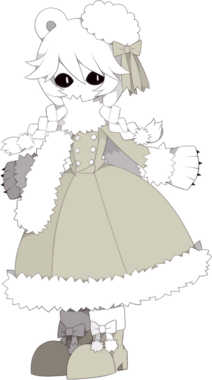 1girl, animal_ears, animal_hands, bear_ears, bear_girl, black_sclera, boots, bow