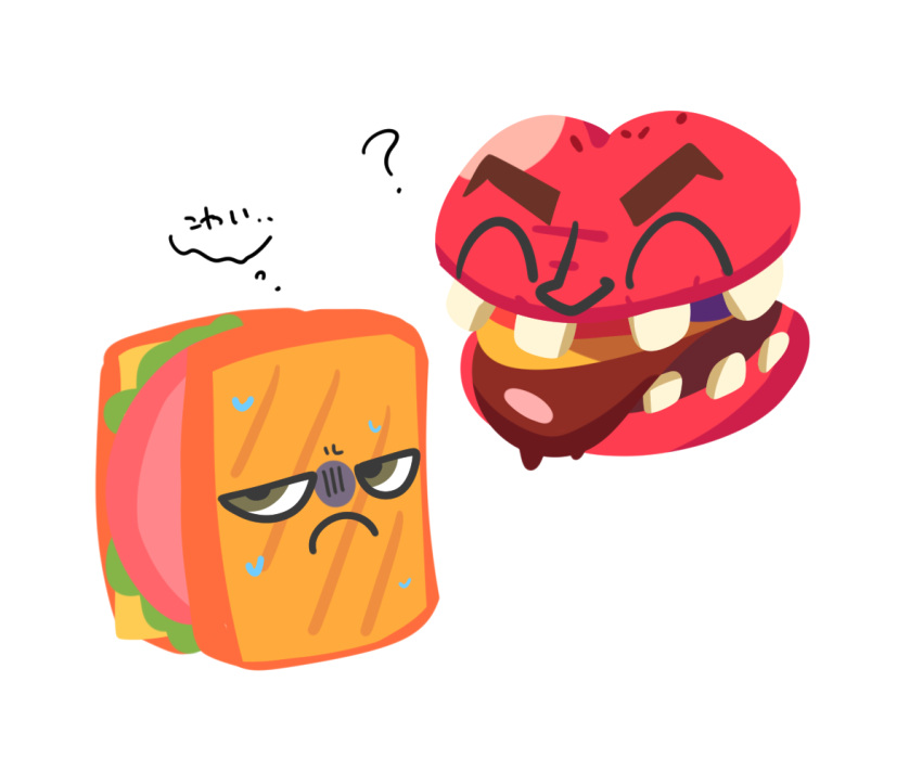 ?, ^_^, bread, brown_eyes, burger, cheese, closed_eyes, commentary_request
