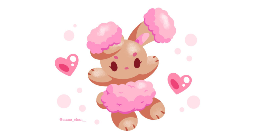 alternate_color, artist_name, brown_fur, bubble, buneary, heart, highres, mana-chan