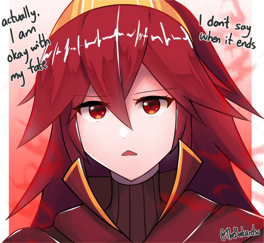 1girl, artist_name, bakaretsu, commentary, dark_persona, dialogue, english_commentary, fire_emblem