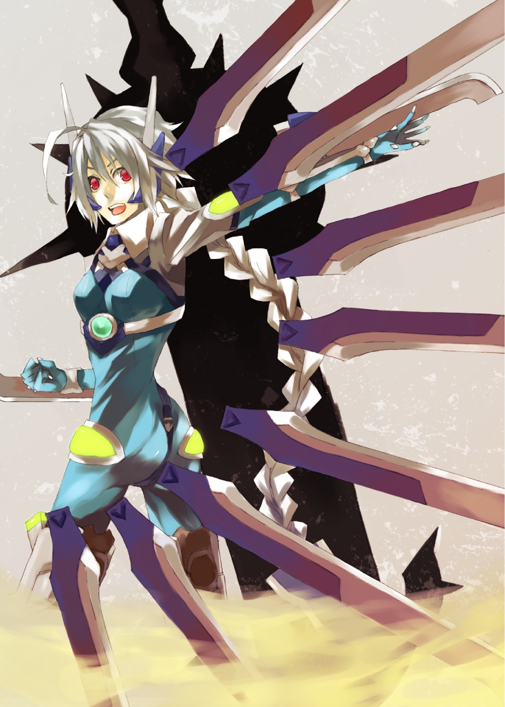 blazblue, braid, fujino_sato, highres, long_hair, nu-13, randall09, red_eyes