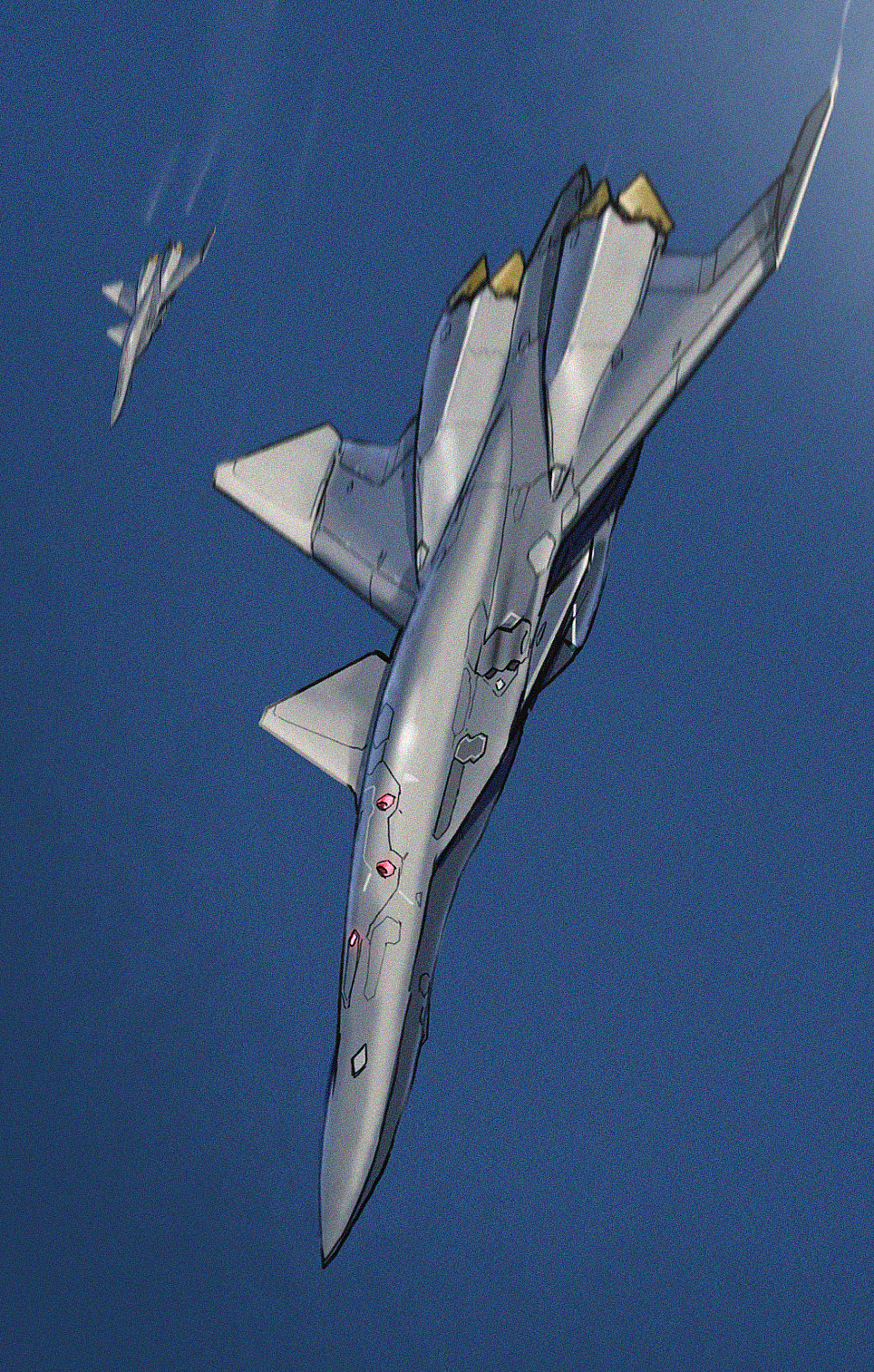 ace_combat, ace_combat_3, aircraft, airplane, asterozoa, blue_background, blue_sky, canards