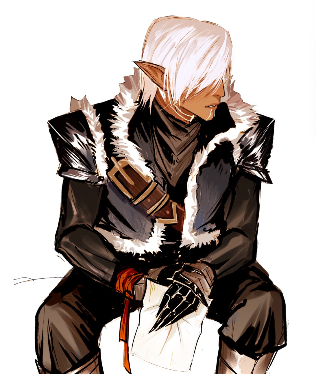 1boy, black_pants, cowboy_shot, cyq_kk, dark-skinned_male, dark_skin, dragon_age, dragon_age_2