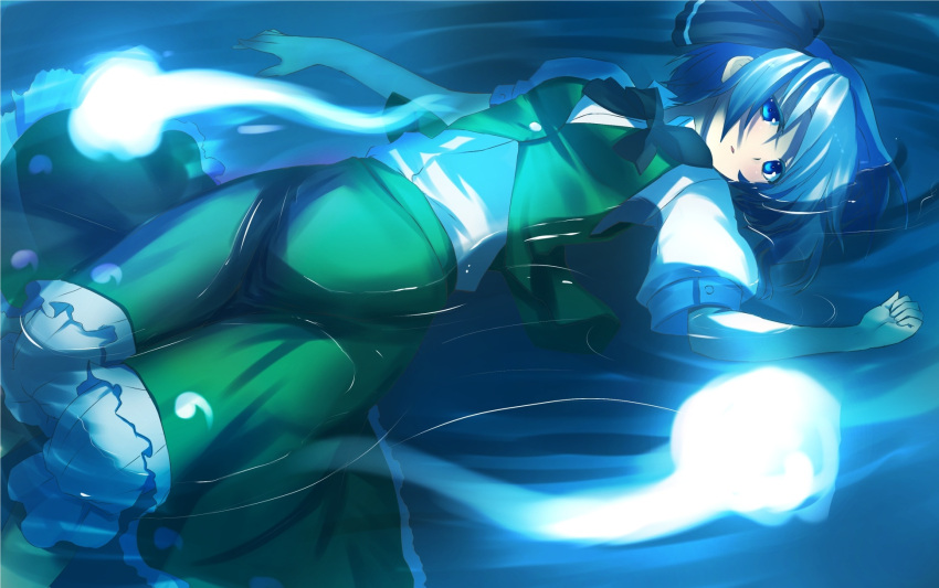 bloomers, blue, blue_eyes, bowtie, dress_shirt, ghost, hairband, highres