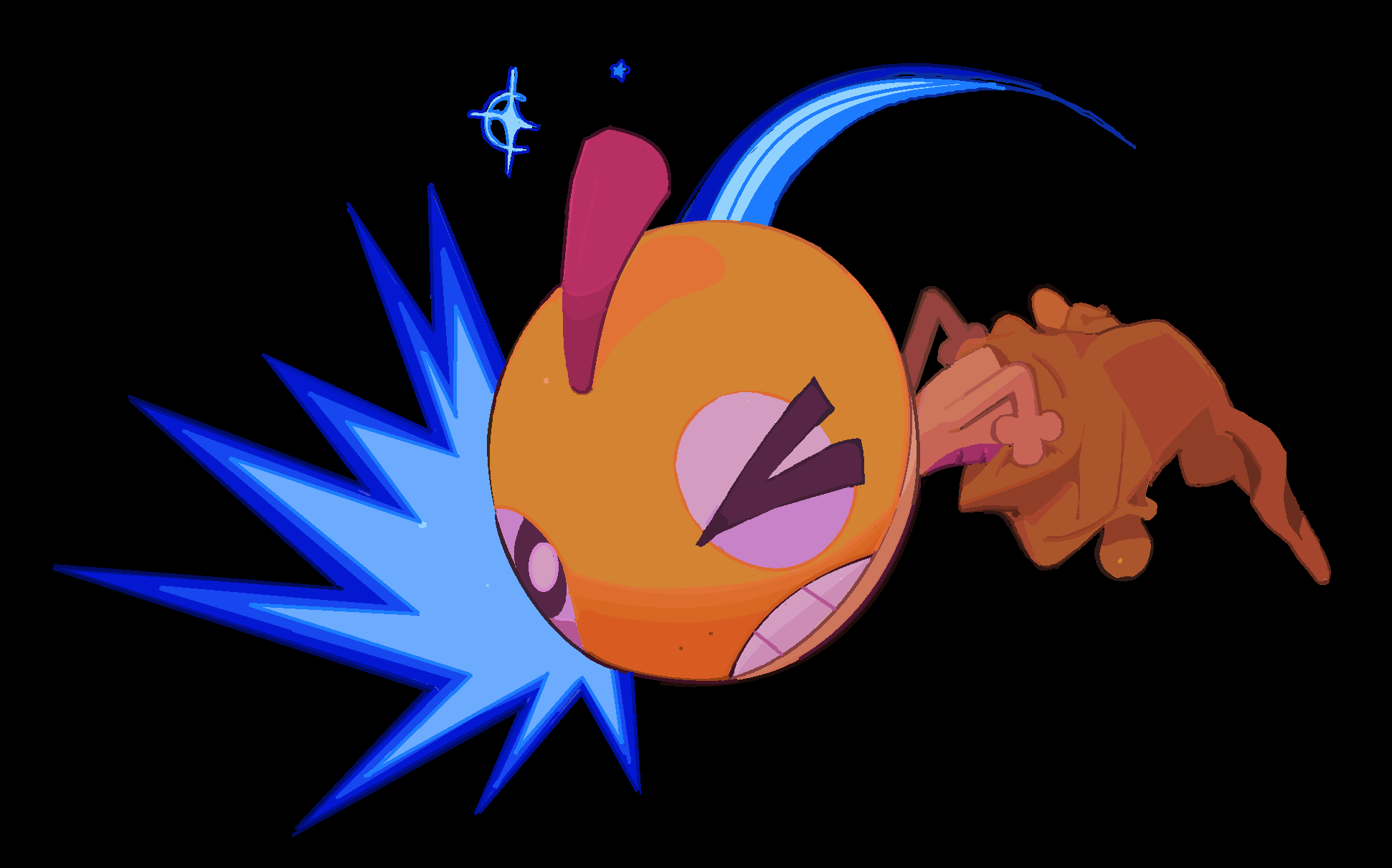 black_background, falling, highres, lizard, momopatchi, no_humans, pokemon, pokemon_(creature)