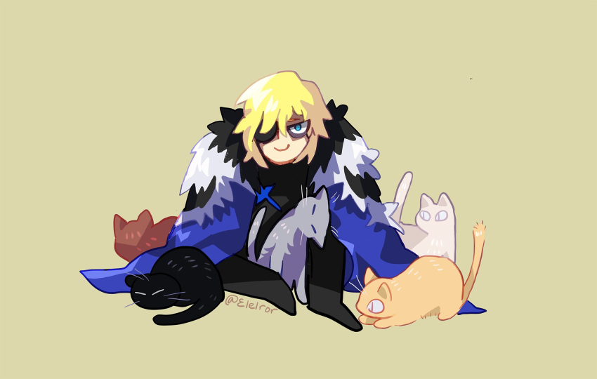 <|>_<|>, 1boy, animal, animalization, armor, ashe_ubert, black_armor, blonde_hair
