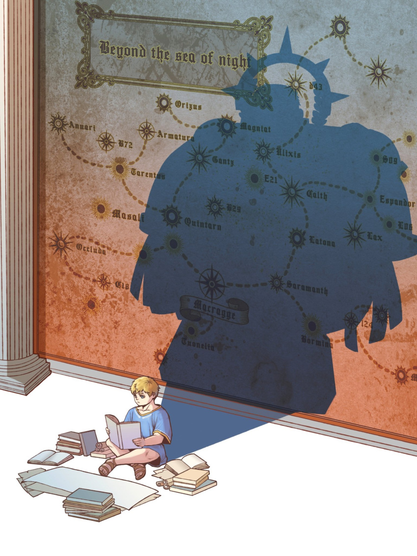 adeptus_astartes, armor, highres, map, primarch, reading, roboute_guilliman, shadow
