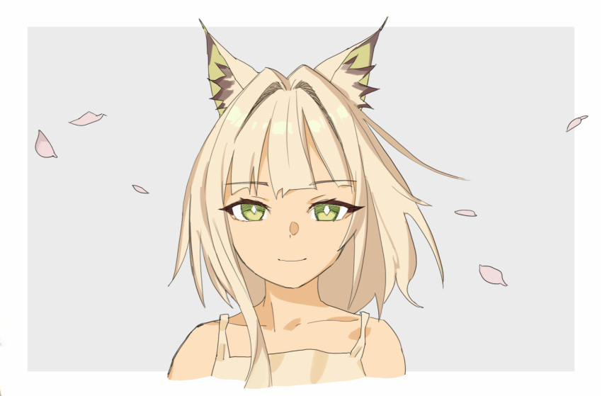 1girl, animal_ear_fluff, animal_ears, arknights, bare_shoulders, blunt_bangs, border, bright_pupils