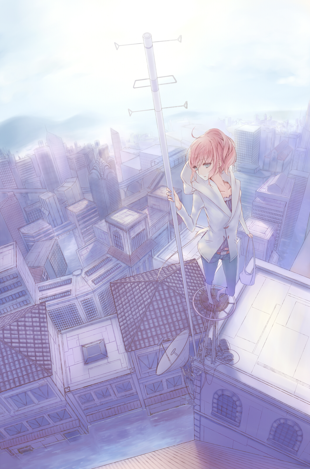 building, ciev, city, cityscape, flood, foreshortening, from_above, green_eyes