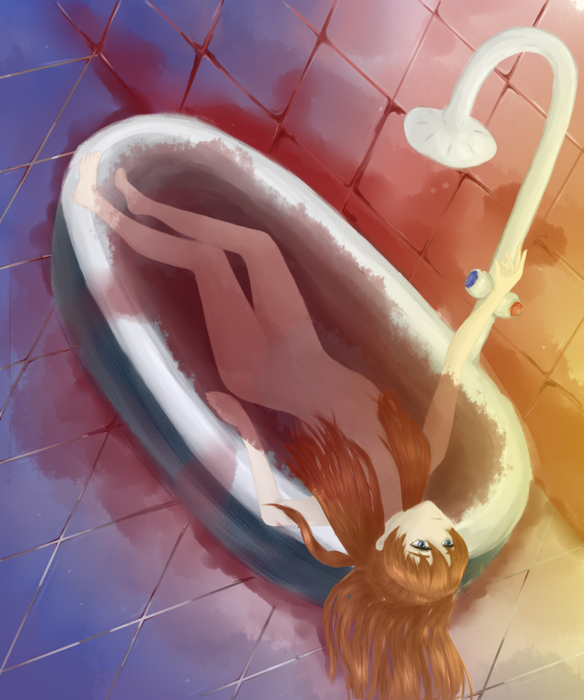 bathroom, commentary, english_commentary, eva, eva_02, highres, neon_genesis_evangelion, sehuq