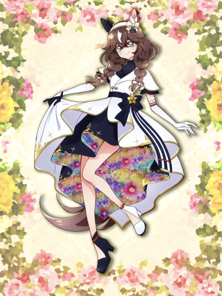 1girl, absurdres, animal_ears, asymmetrical_footwear, asymmetrical_gloves, black_gloves, black_shoes, black_sweater