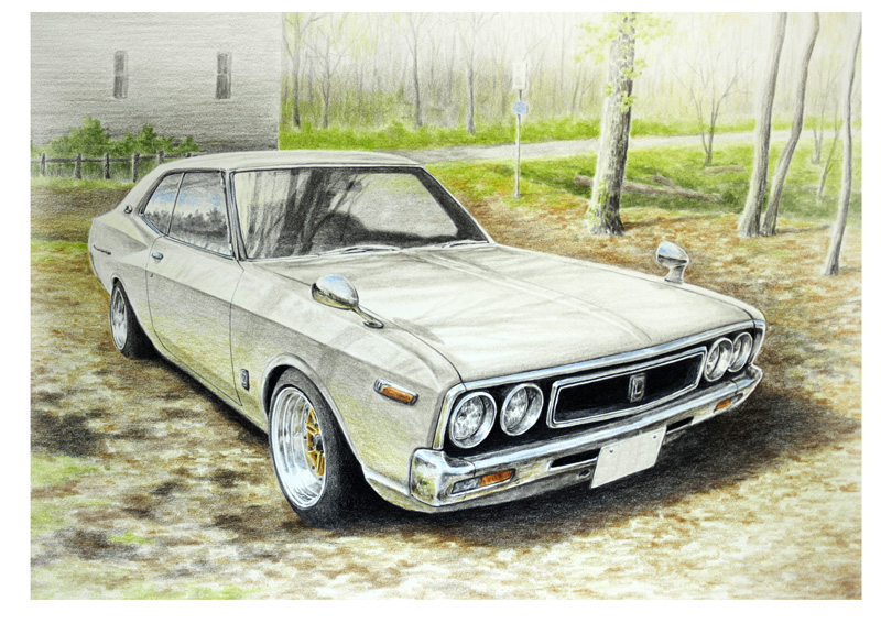 border, building, car, colored_pencil_(medium), commentary_request, day, fence, motor_vehicle