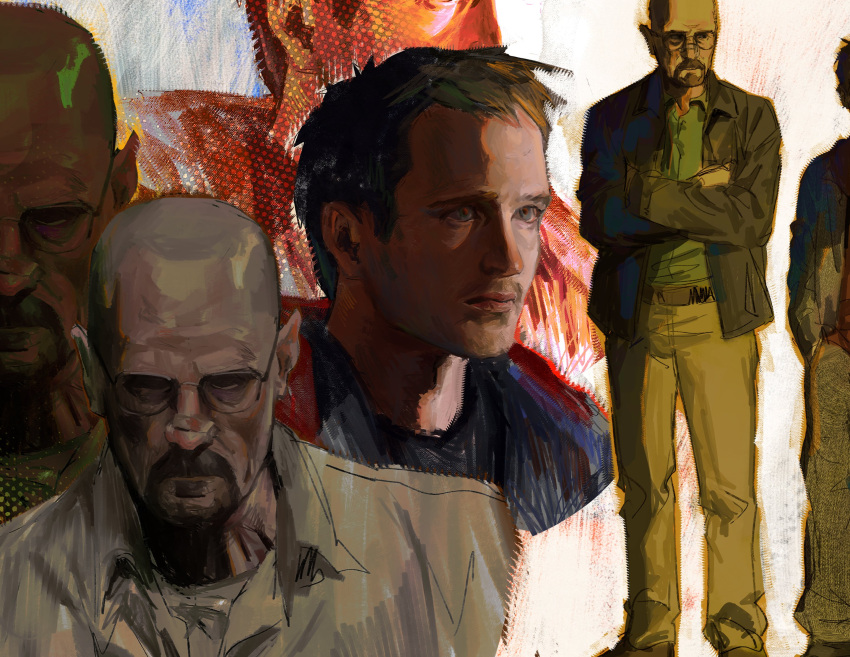 2boys, bald, beard, beard_stubble, breaking_bad, brown_facial_hair, commentary, english_commentary