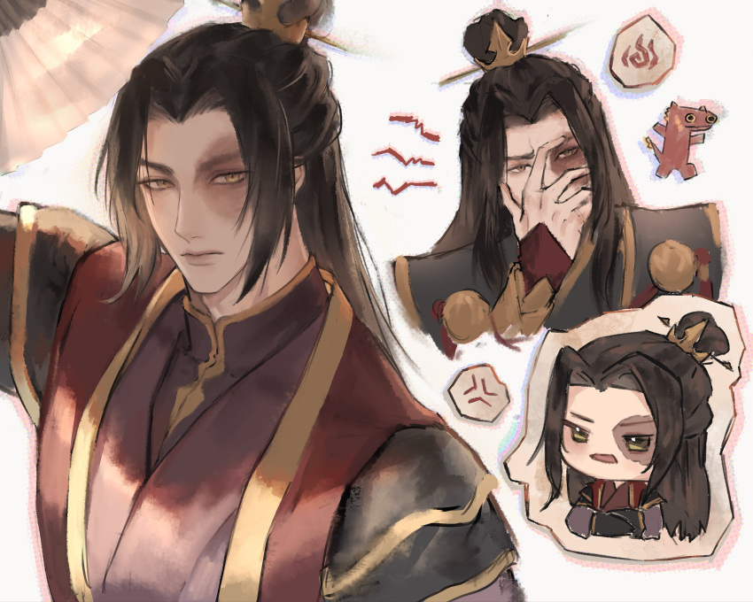 1boy, absurdres, avatar:_aang_the_last_airbender, avatar:_the_last_airbender, avatar_legends, burn_scar, chinese_clothes, commentary