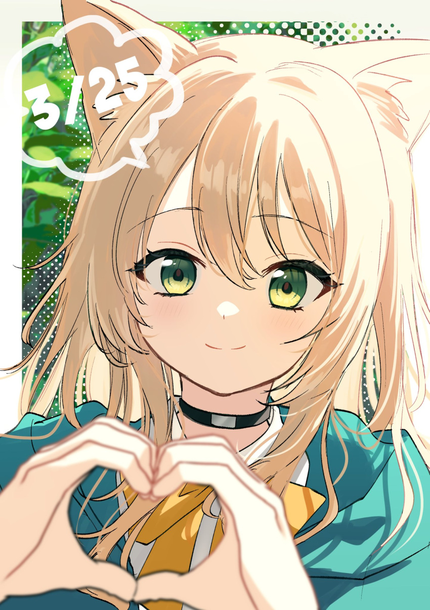 1girl, animal_ear_fluff, animal_ears, arknights, black_choker, blonde_hair, choker, close-up