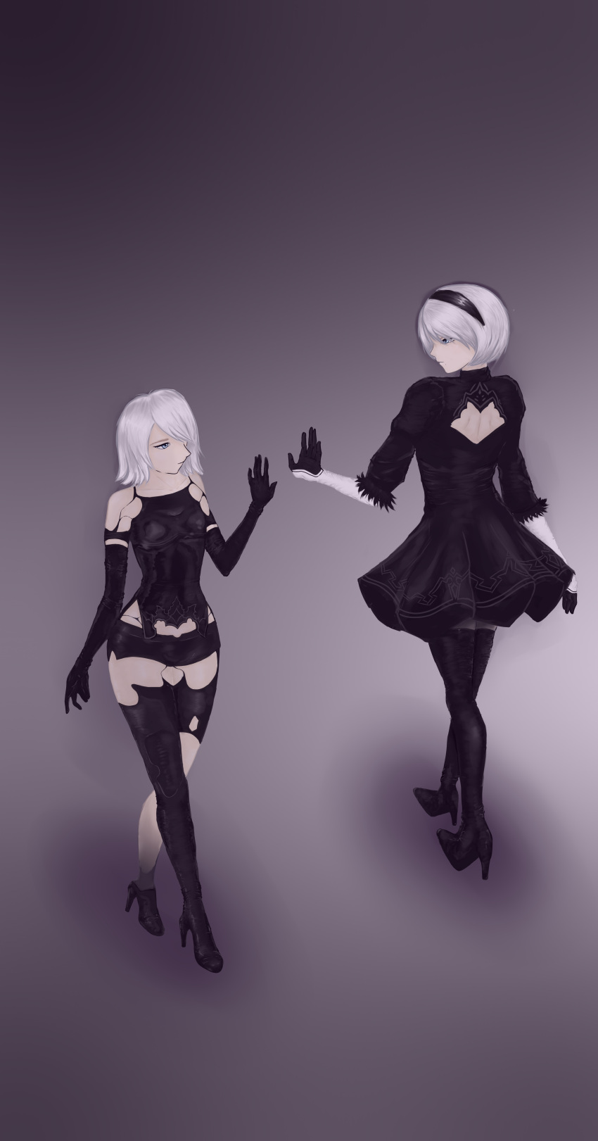 2b_(nier:automata), 2girls, a2_(nier:automata), absurdres, highres, multiple_girls, nier:automata, nier_(series)
