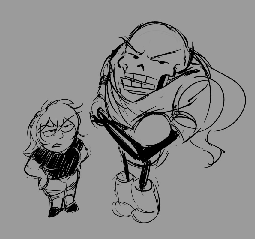 1boy, 1girl, 2025, 2d, armor, artist_self-insert, black_shirt, boots