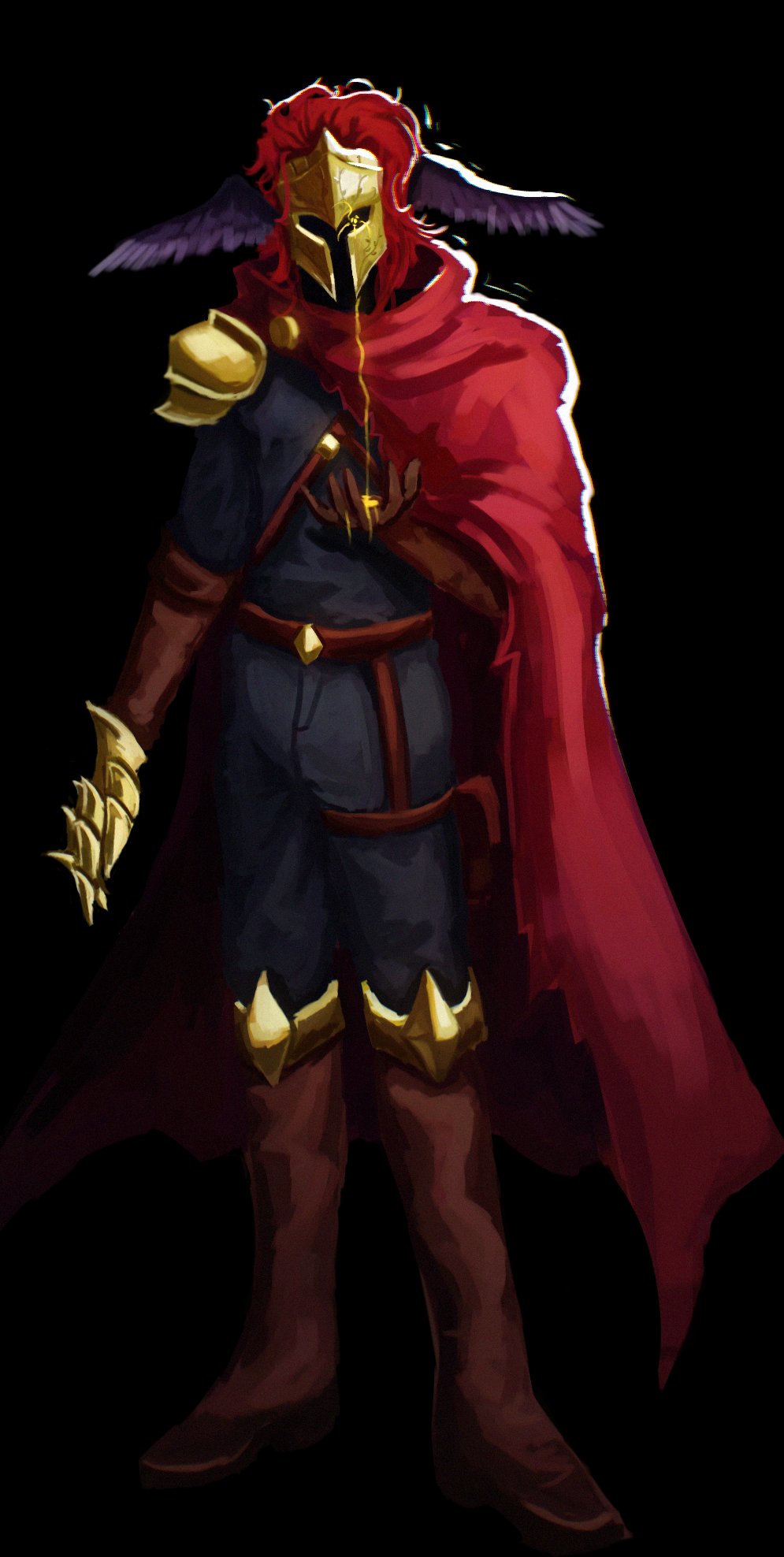 1boy, armor, blood, blood_from_eyes, breastplate, brown_gloves, cape, corinthian_helmet