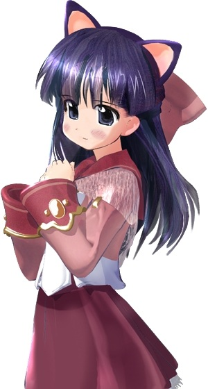 1girl, aisha_(maiden_breeder_2), animal_ears, blue_eyes, blue_hair, blush_stickers, bow, breasts