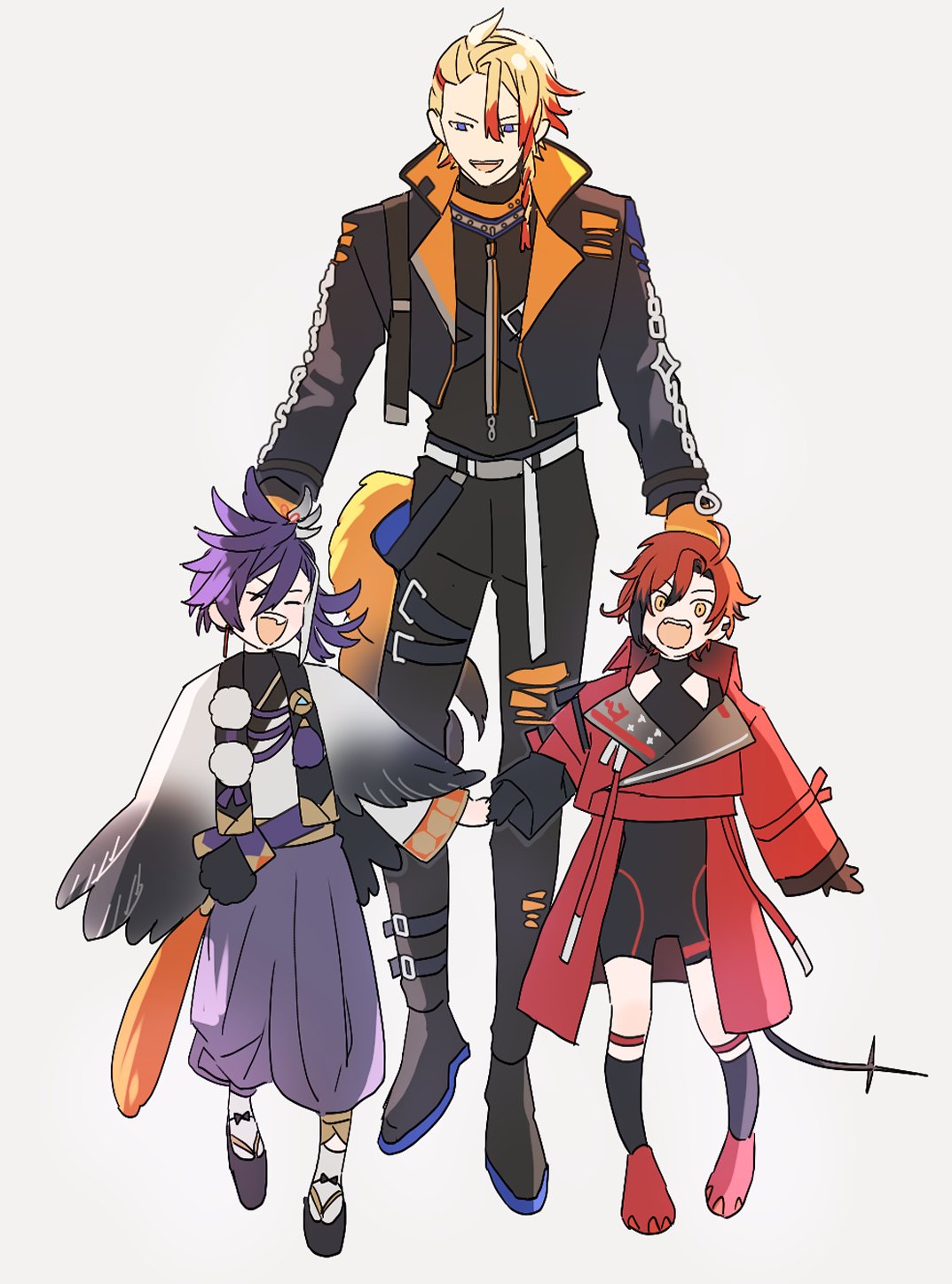 3boys, 4601yuz, ahoge, alternate_height, axel_syrios, axel_syrios_(1st_costume), banzoin_hakka, banzoin_hakka_(1st_costume)