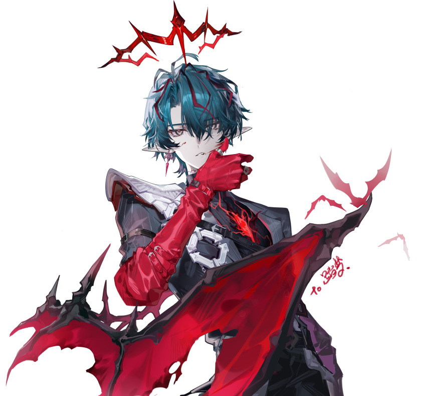 1boy, absurdres, arknights, arknights:_endfield, arm_belt, bat_(animal), bat_wings, black_jacket