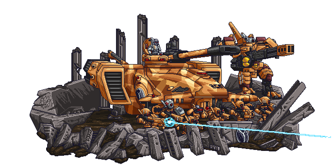 alien, ambiguous_gender, animated, animated_gif, armor, armored_vehicle, broken_pillar, contrail